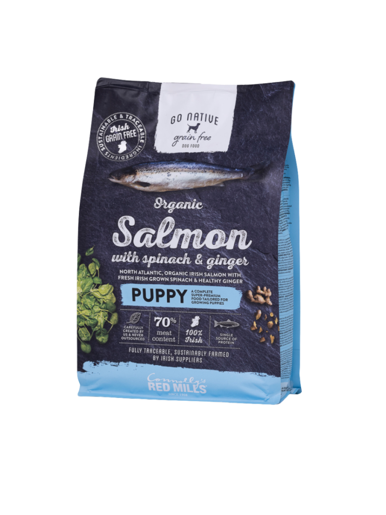 Go Native Puppy Organic Salmon with Spinach & Ginger dog food bag